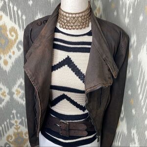 Ralph Lauren Collection SS 2001 Cream & Black Silk Knit Chevron Sleeveless Top